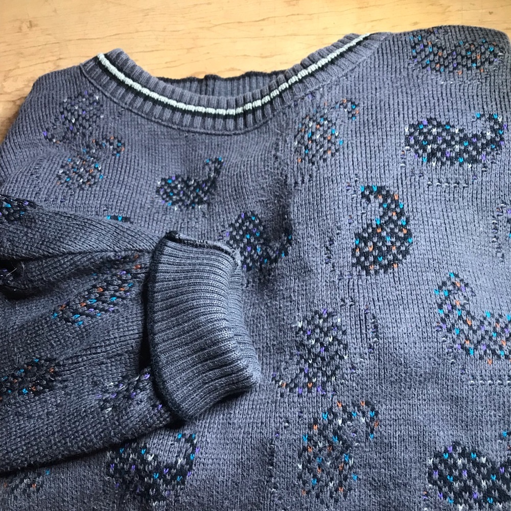 Vintage Men’s Sweater, Gray & Multicolored Design